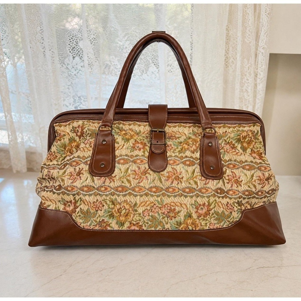 VTG Tapestry Traveler Carpet Bag Mary Poppins Doctor Bag By Little Woods